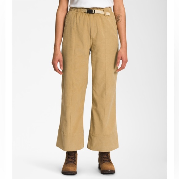 North Face Women's Cord Easy Pants Corduroy Wide Leg Crop Ponderosa Green Large - Picture 3 of 16